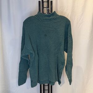 Elegant Teal Ribbed Turtleneck Sweater